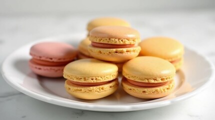Obraz premium colorful macaroons on a wooden table