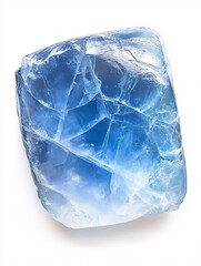 Obraz premium Solid Blue Moonstone with Cracked Surface and Frosted Edges