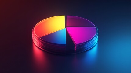 Fototapeta premium Glow Effect 3D Pie Chart Icon for Financial Analysis and Visualization