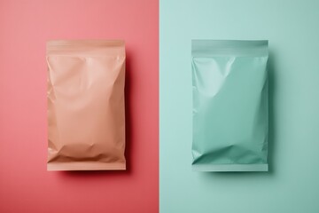 Naklejka premium Visual rebranding of packaging showcasing old and new designs with vibrant colors and modern aesthetics for effective marketing impact