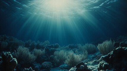 Naklejka premium Vibrant Coral Reef Seabed in Clear Waters