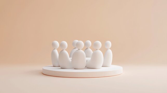 Stylish 3D Team Meeting Icon Representing Corporate Collaboration