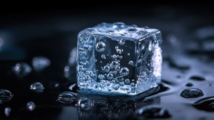 Captivating Ice: A Pristine Ice Cube with Intricate Air Bubbles