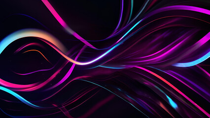 Vibrant Neon Streams: A captivating display of flowing neon light streams, intertwined and undulating, creates an abstract, dynamic, and energetic visual experience.