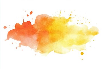 Obraz premium Vibrant orange-yellow watercolor on white background. AI image