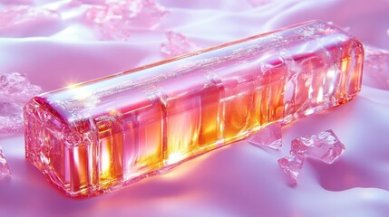 Pink Glass Perfume Bottle on Satin