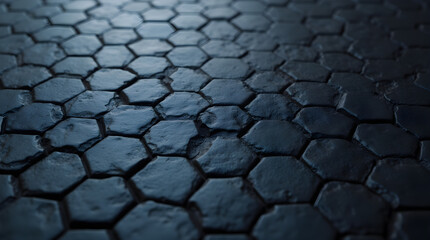 Grungy Dark Hexagonal Stone Tiles Floor Texture