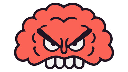 vector illustration of a angry brain, angry pink brain vector abstract shape illustration