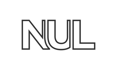 NUL logo design template with strong and modern bold text. Initial based vector logotype featuring simple and minimal typography. Trendy company identity.