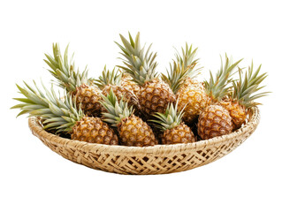 Isolated Basket with Many Pineapples