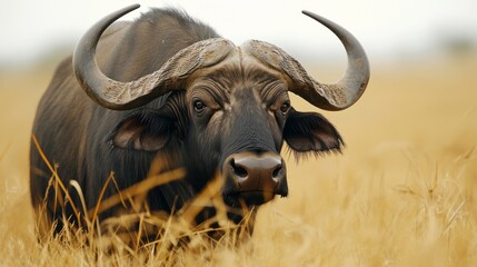 Naklejka premium Generic Close-up Buffalo Scene Field Grazing Exquisite