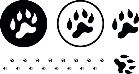 Fototapeta premium Paw print silhouette. Isolated paw print on white background
