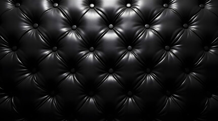 Fototapeta premium Luxurious Black Chesterfield Diamond Pattern Tufted Leather Texture Background