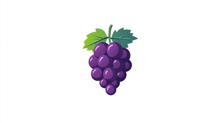 Fresh purple grapes, isolated on white background, ideal for food illustration