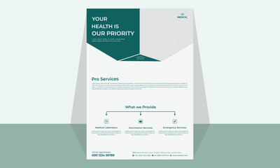 Best Medical Flyer Layout template, brochure background. Vector design. A4 size for poster, flyer or cover.