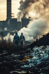 Factory Emitting Toxic Fumes and Smoke with Workers Amidst Hazardous Conditions