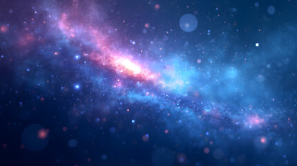 Fototapeta premium Vibrant Pink and Blue Galaxy Nebula Cosmic Dust Stars Space Art Background