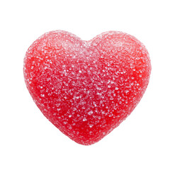 Heart shaped red candy on transparent background
