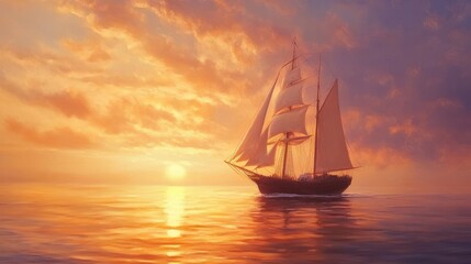 Obraz premium A beautiful sailboat floating peacefully on the calm ocean waters