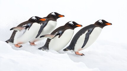 Fototapeta premium Generic Group Penguins Perspective Sliding Snow Gourmet