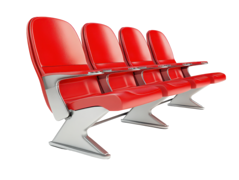 Isolated Group of Red Auditorium Chairs - Powered by Adobe