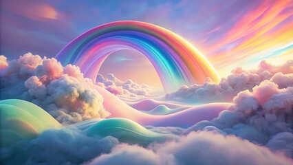 Subtle Organic Rainbow Illustration: Pastel Hues Abstract Art Background