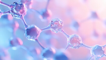 Abstract Pink and Blue Molecular Structure 3D Render