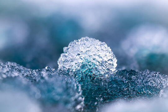 Quartz on green blue chalcedony (known as blue grape agate). Specimen from Indonesia. macro photography detail texture background. close-up mineral crystal unpolished semi-precious gemstone