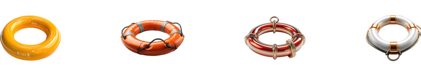 Swimming tube on transparent background collection set