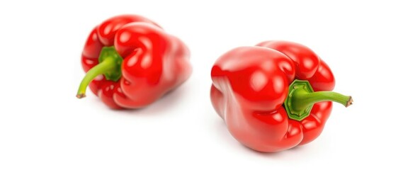 Single vibrant red bell pepper, flawlessly isolated on pure white , produce, diet