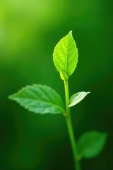 Small green leaves of the Gunja plant on a stem, green, foliage