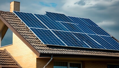 Solar Panels on Brown Roof of a House