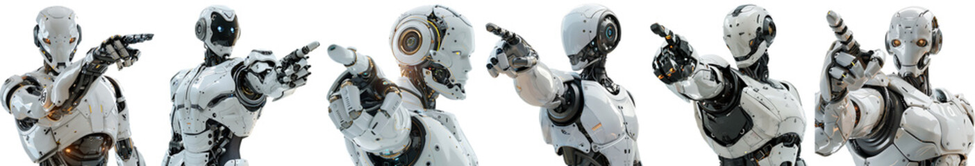 Fototapeta premium Robot on transparent background collection set