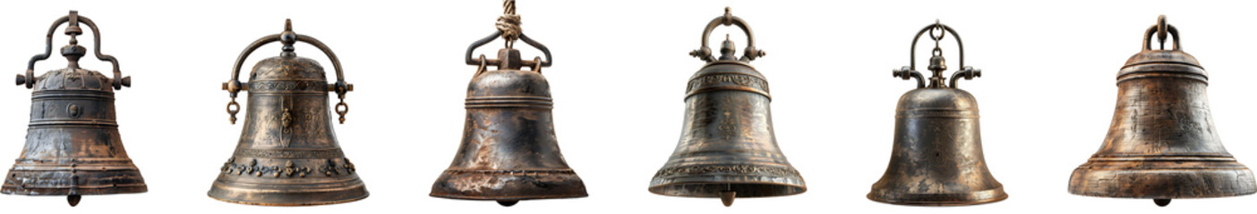 Fototapeta premium Bell on transparent background collection set