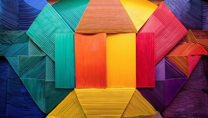 Modern, clean lines of geometric patterns in festive colors, creating a minimalist backdrop for an event.