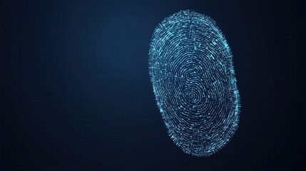 A digital fingerprint design against a dark background, symbolizing security, identity, and technology.