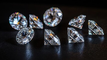 A set of diamonds placed under different light sources for brilliance testing.