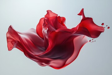 Fototapeta premium A Vibrant Red Rose Blooming with Silk Petals