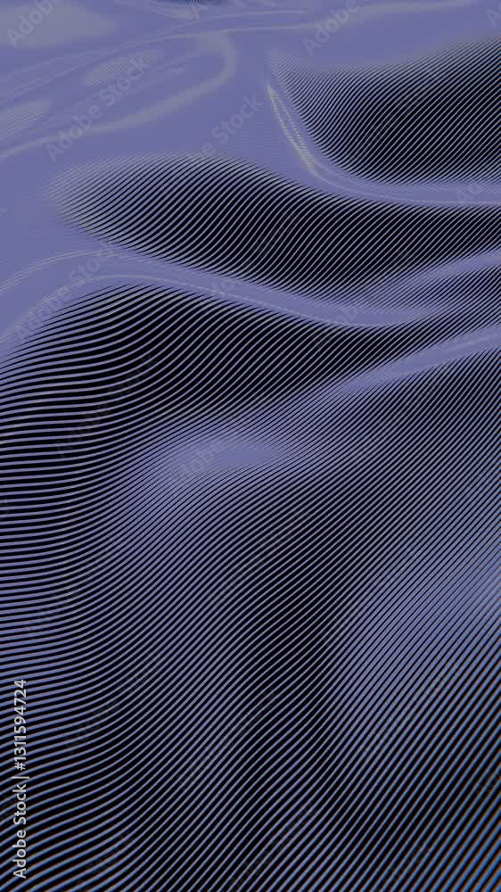 Poster Flowing abstract lines in purple gradient with a smooth, sleek texture, creating a dynamic and modern digital design against a dark background.

