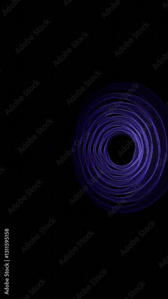Poster  Glowing purple spiraling lines forming an abstract pattern against a black background, creating a modern and dynamic digital aesthetic.

