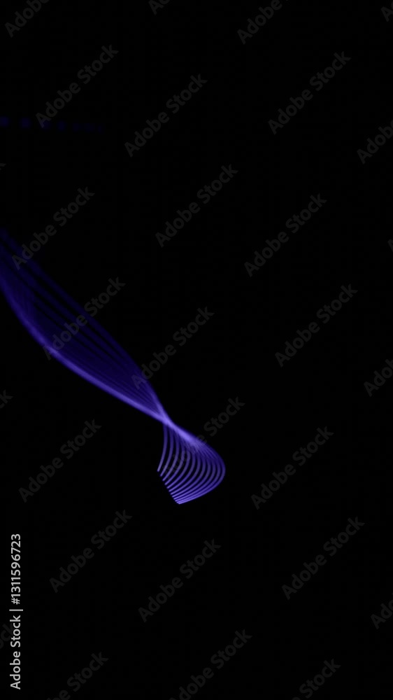 Fototapete A dynamic abstract design featuring glowing purple lines in a fluid spiral pattern, set against a black background, creating a modern and futuristic aesthetic.

