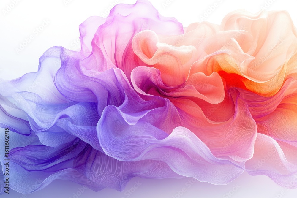 Poster Vibrant abstract artwork showcasing flowing waves of color blending together in soft, ethereal textures against a light background