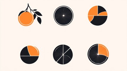 Abstract orange slices pie chart graphic