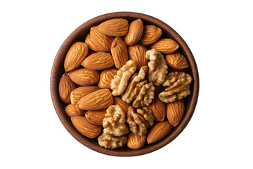 A bowl filled with a variety of nutritious nuts, including almonds.
