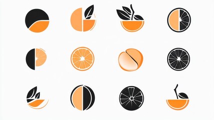 Obraz premium Orange slices graphic design collection