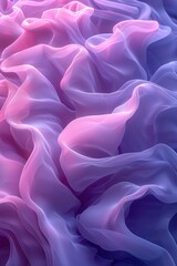 Fototapeta premium Wavy layers of soft fabric in gentle hues of pink and purple create a serene visual. The delicate texture adds depth and elegance evoking a peaceful ambiance.