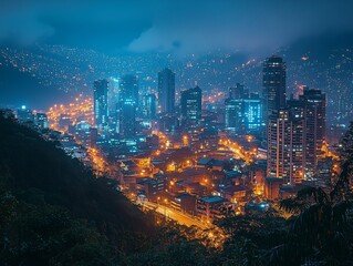 Mesmerizing view of the city, at night . Big city lights concept.