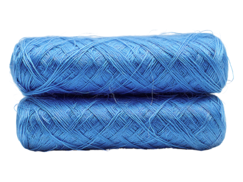 Two spools of vibrant turquoise yarn, neatly stacked, showcasing texture and color.  Perfect for crafting, textile, and hobby projects.  A visual representation of creativity and handmade artistry.
