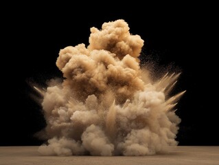 Mid Level Explosion with Layered Dust and Smoke Effects in Background