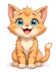 Obraz premium Orange Cartoon Cat Illustration with Big Eyes and Cheerful Expression
